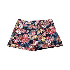 LOFT Women Shorts 12 Floral Cotton Blend Casual Chino Navy‎ Pink Resort